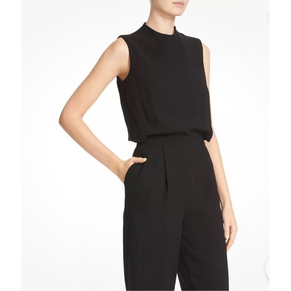 DIANE VON FURSTENBERG Tali Crop Top Open Back Cropped Wide Leg Jumpsuit black,12 - Picture 3 of 16
